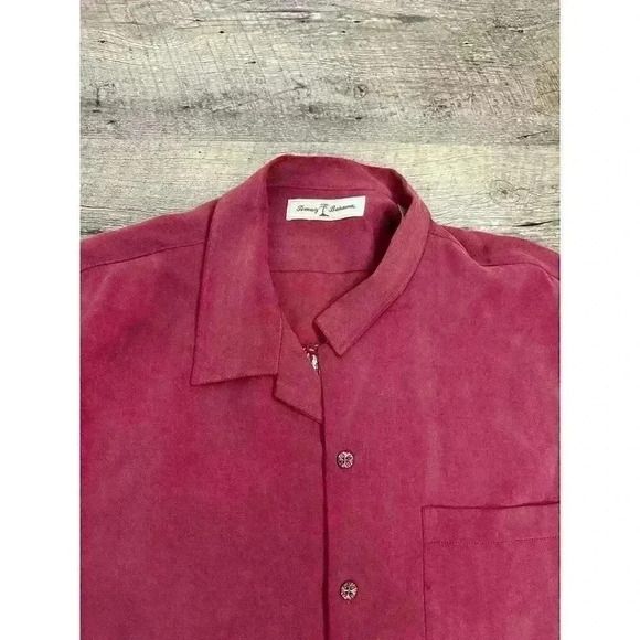Tommy Bahama 100% Silk Treasure On the Rocks Red Button Up Shirt Men's XL - Picture 2 of 12